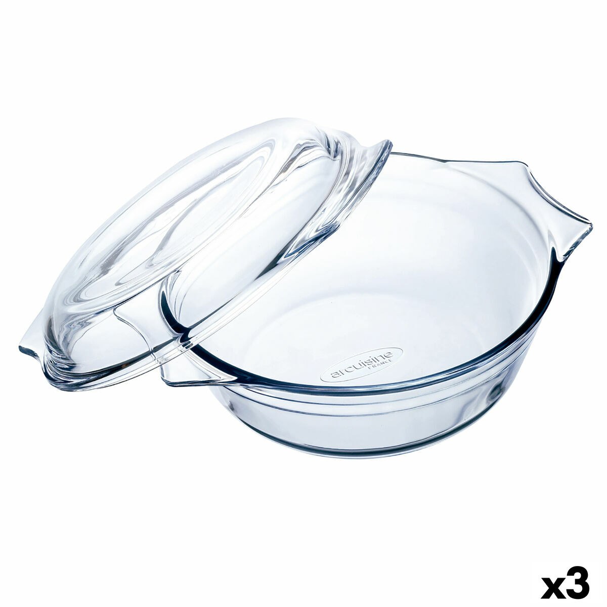 Форма для выпечки Ocuisine Vidrio Прозрачный Cтекло 27 x 24 x 11 cm С крышкой (3 штук)
