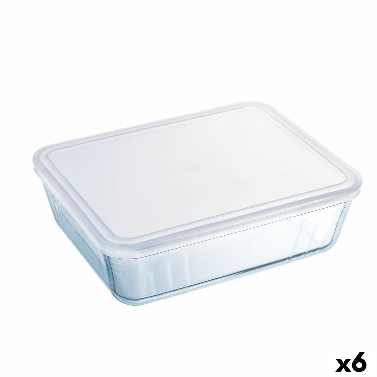 Прямоугольная коробочка для завтрака с крышкой Cook & Freeze 22,5 x 17,5 x 6,5 cm 1,5 L Прозрачный Силикон Cтекло (6 штук)
