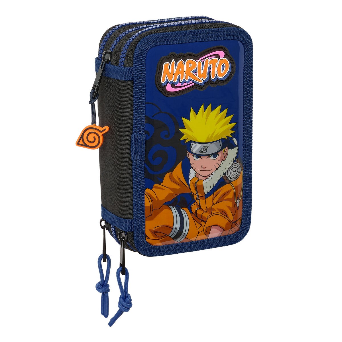 Тройной пенал Ninja Синий Чёрный 12,5 x 19,5 x 5,5 cm 36 Предметы