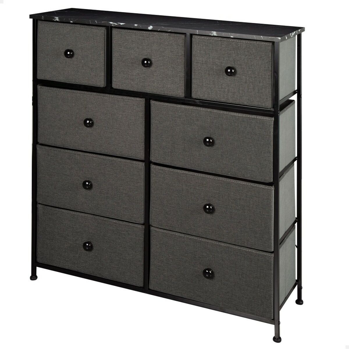 Chest of drawers Black Grey Marble 100 x 100 x 30 cm