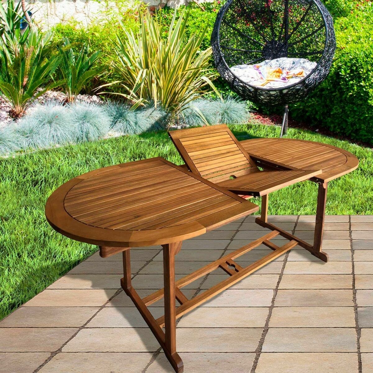 Раздвижной стол древесина акации Выдвижной овальная 200 x 100 x 74 cm