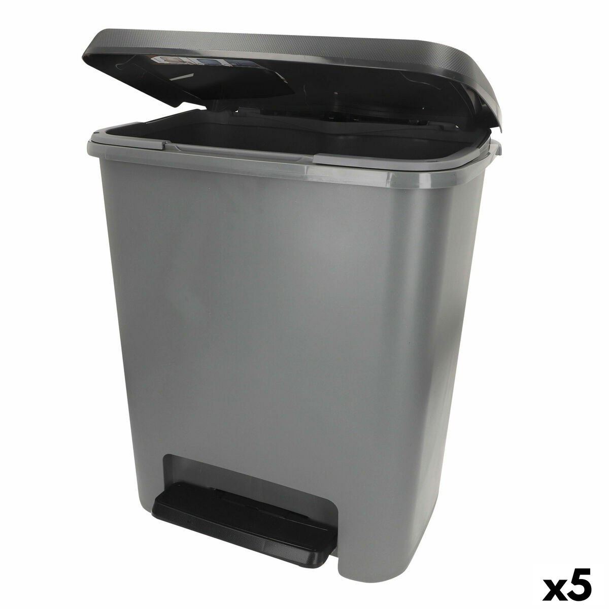 Waste bin Dark grey Plastic 25 L (5 Units)