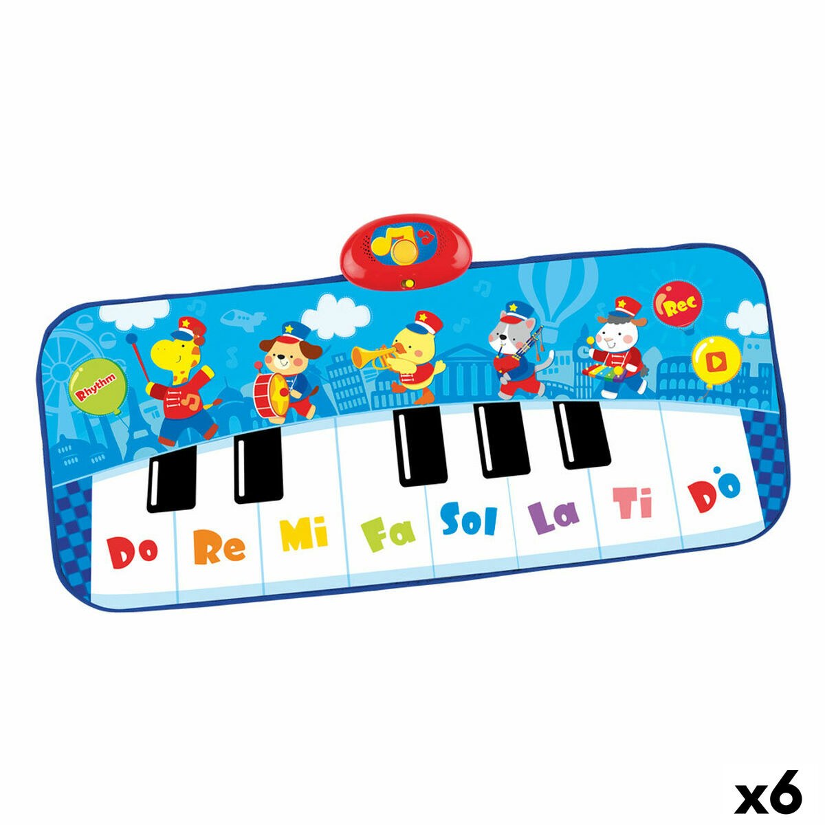 Игрушечное пианино 90 x 0,5 x 38 cm Синий Животные (6 штук)