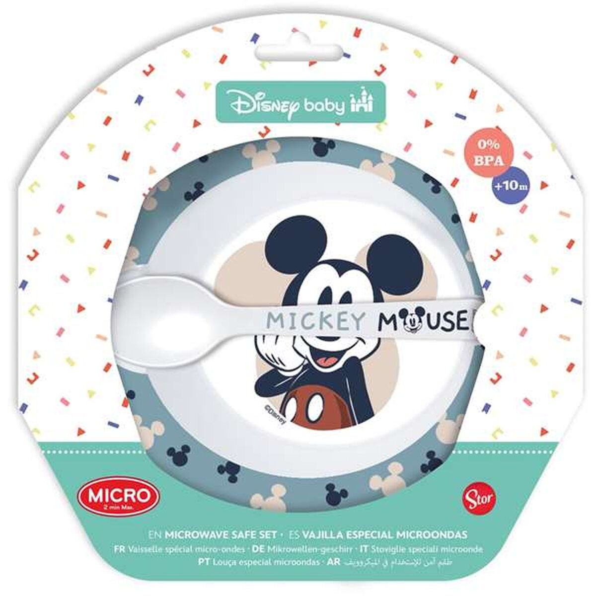 Детский набор посуды MICROWAVE MEAL SET BOWL + MICKEY SPOON Пластик (2 Предметы)