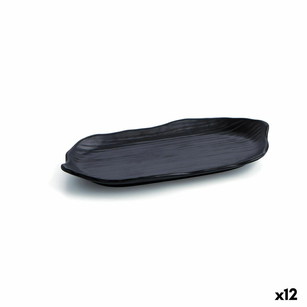 Snack tray A'bordo Black Plastic Ø 29 cm (12 Units) (Pack 12x)