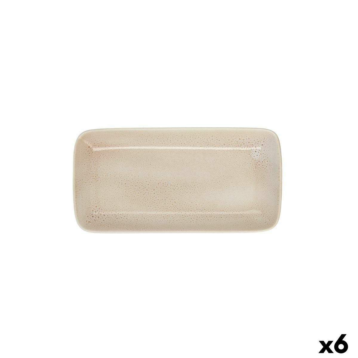 Snack tray Porous 28 x 14 cm Ceramic Beige (6 Units)