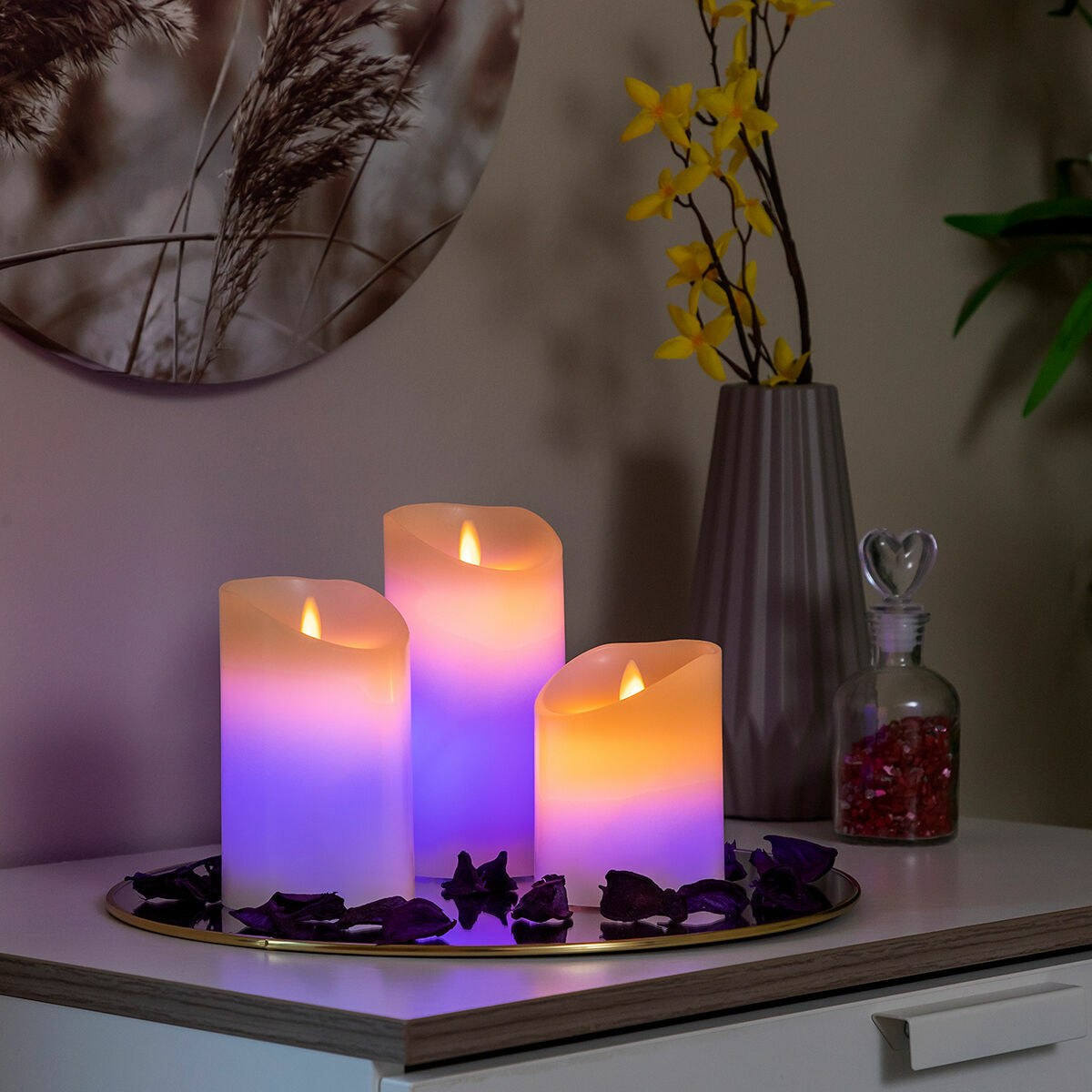 Multicolour Flame-Effect LED Candles with Remote Control Lendles 3 Units