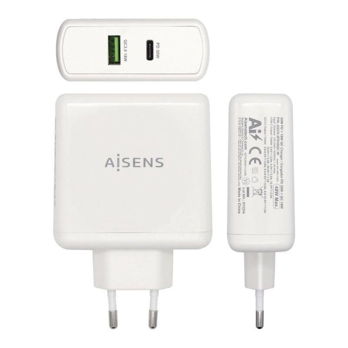 Автомобильное зарядное устройство с USB-портами ASCH-2PD30QC-W 48 W Белый