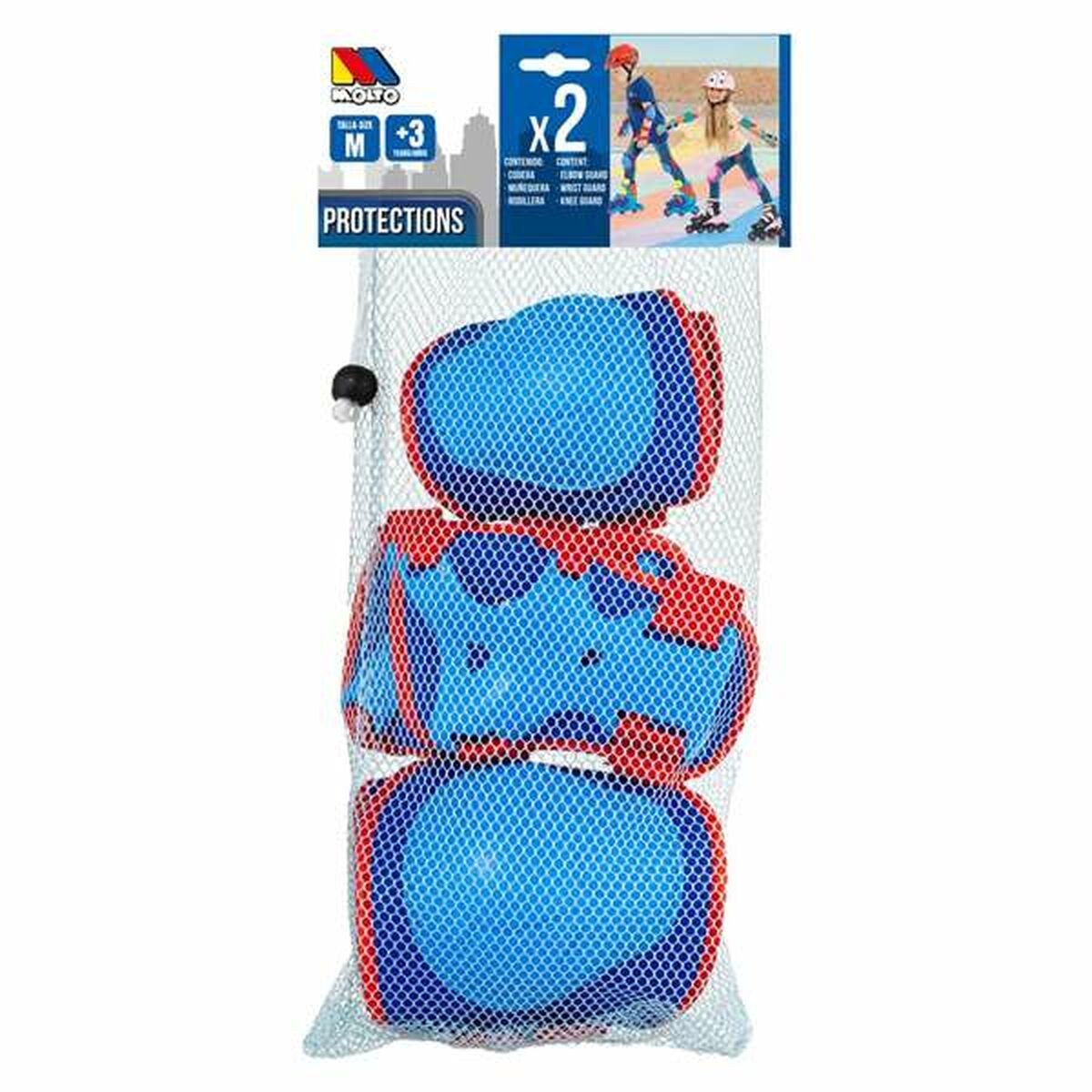 Elbow and Knee Pad Kit Blue M 6 Pieces