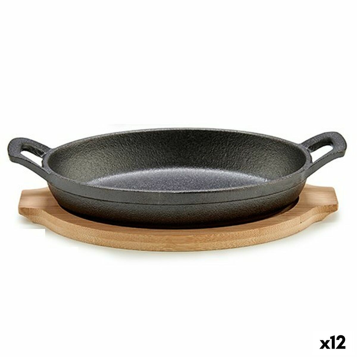 Casserole Dish for Serving Tapas Brown Grey Wood 22,5 x 4,5 x 12,5 cm 12,5 x 5 x 22,2 cm (12 Units)