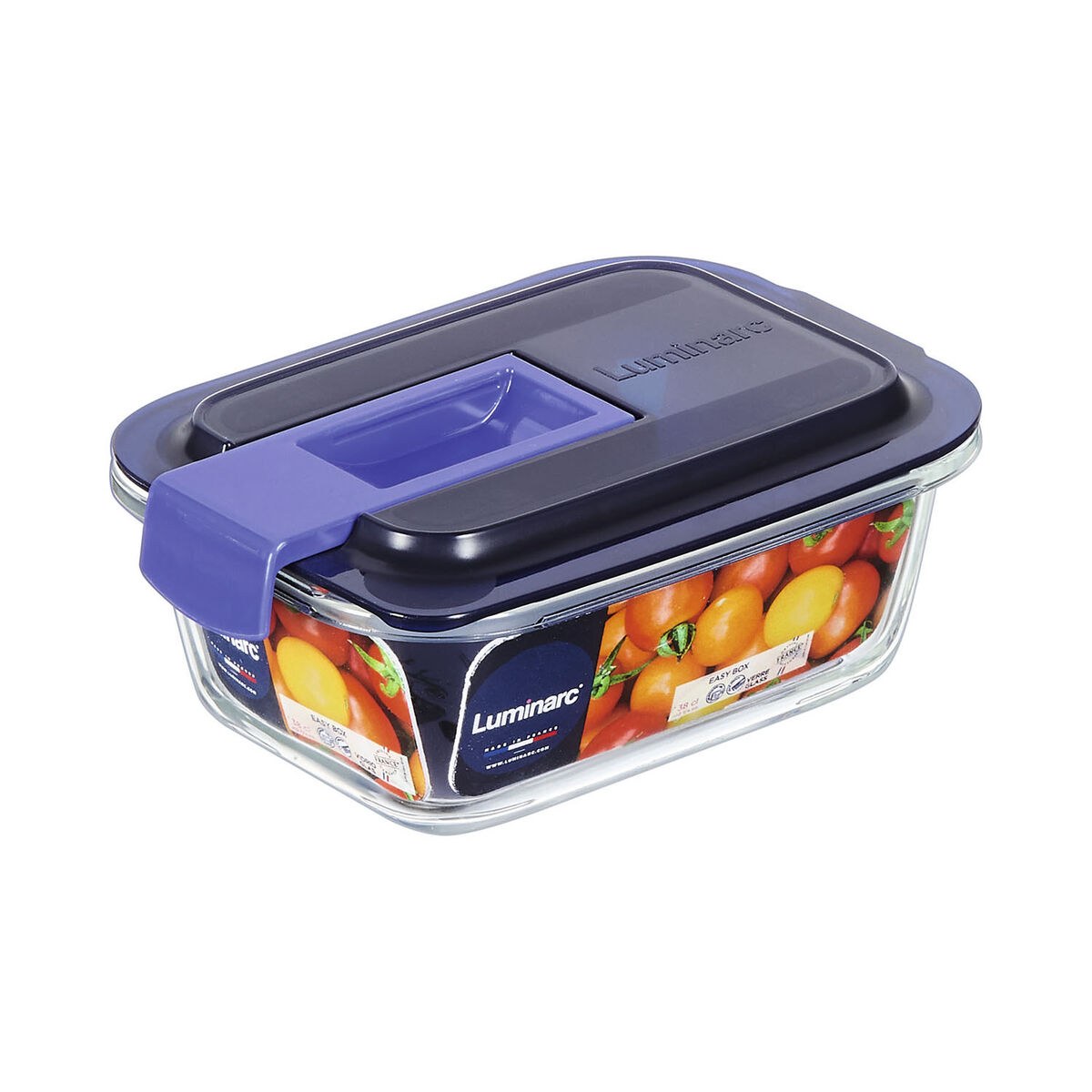 Hermetic Lunch Box Easy Box Blue Glass (380 ml) (6 Units)