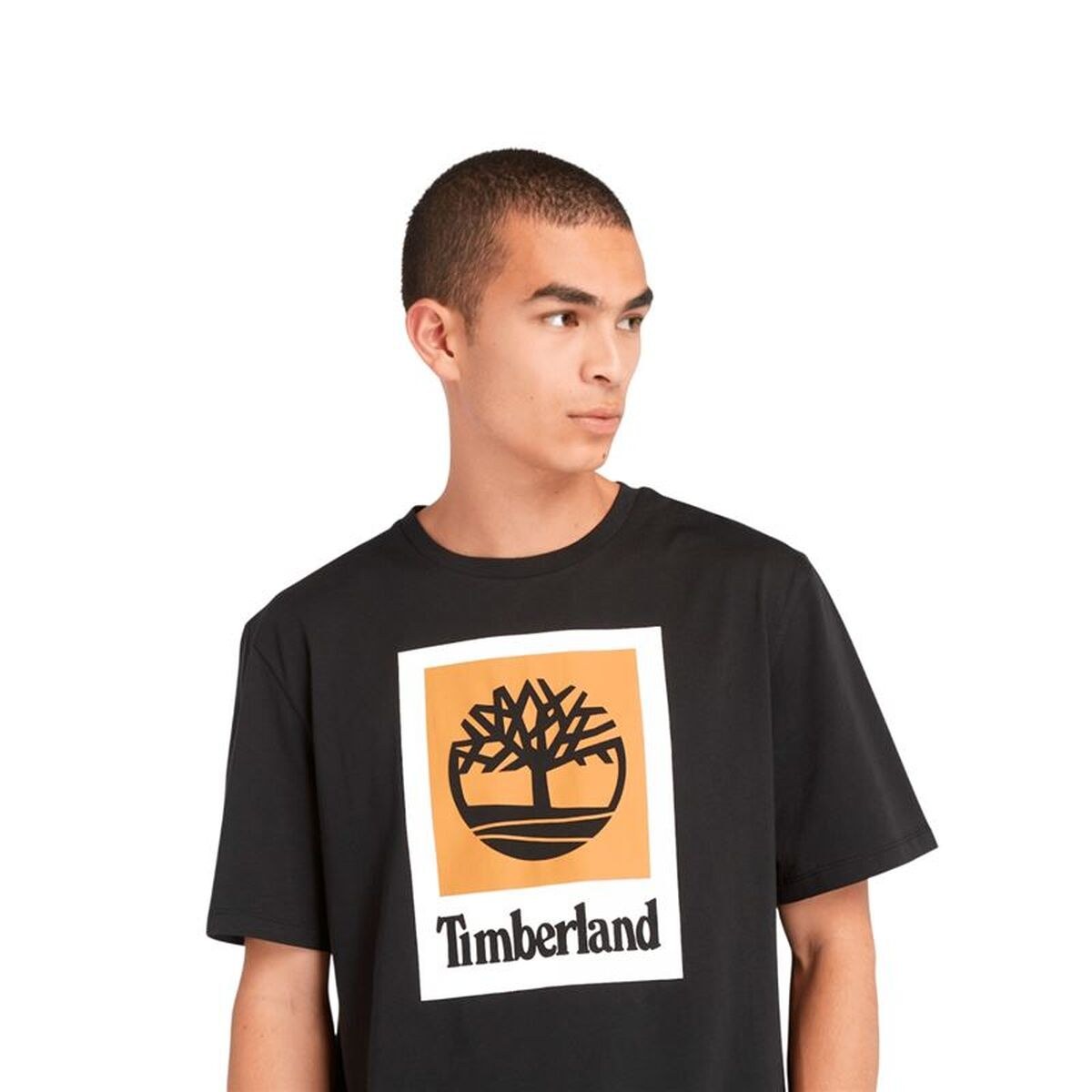 Men’s Short Sleeve T-Shirt Stack Logo Colored Short Sleeve Black