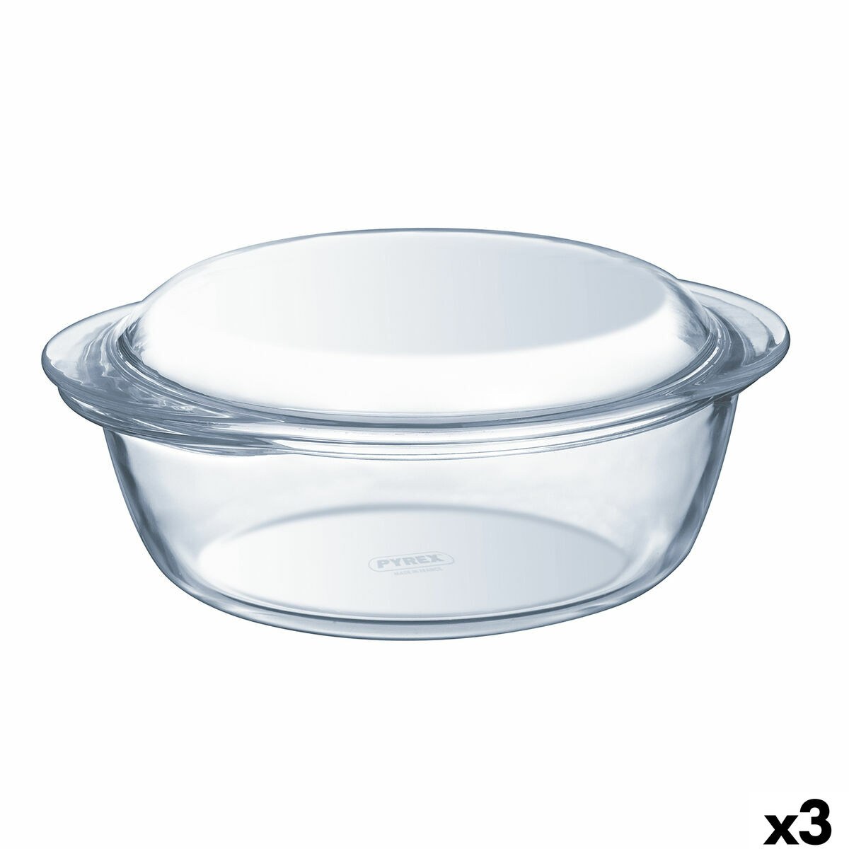 Casserole with lid Essentials Transparent 3,2 L (3 Units)