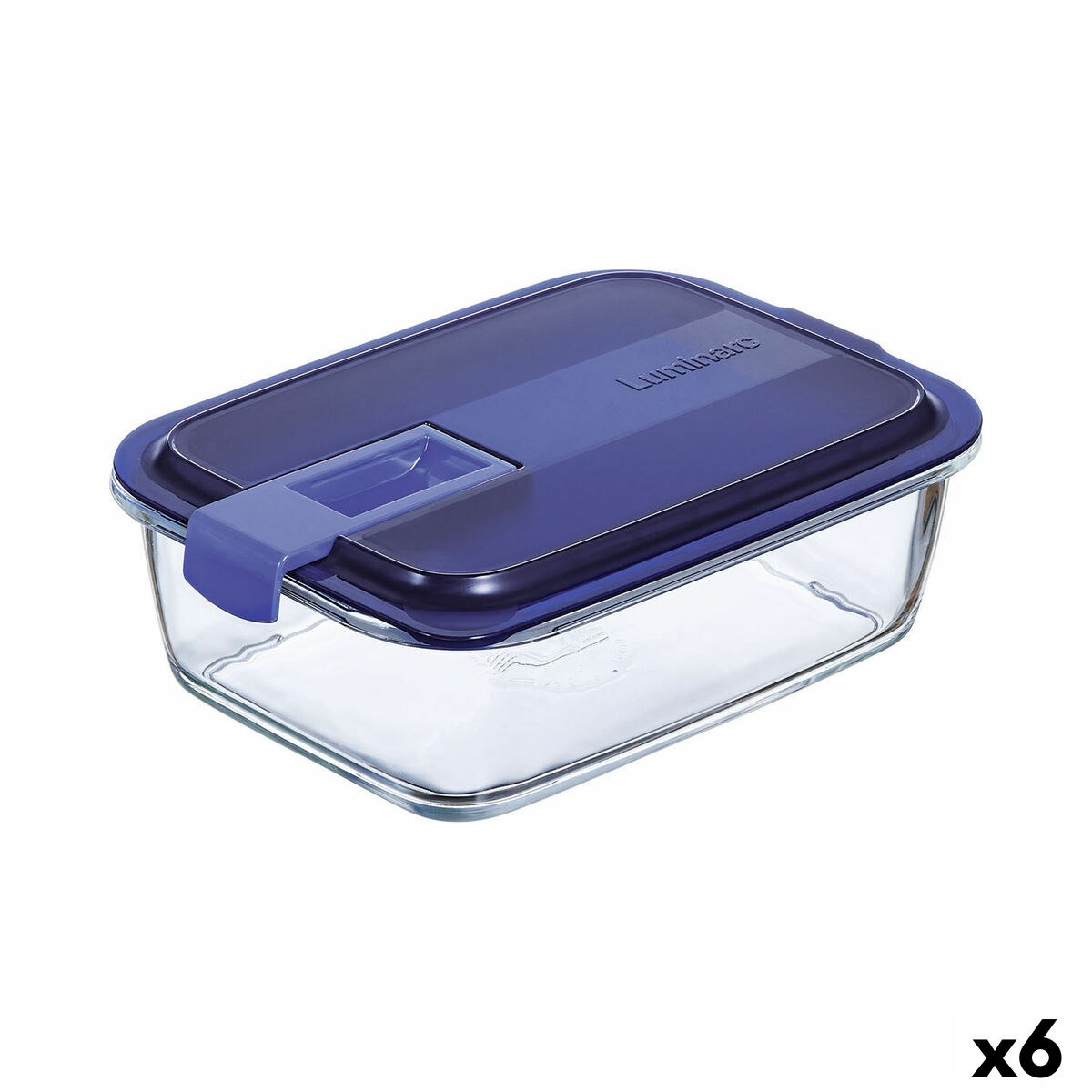 Hermetic Lunch Box Easy Box Blue Glass (6 Units) (1,22 L)