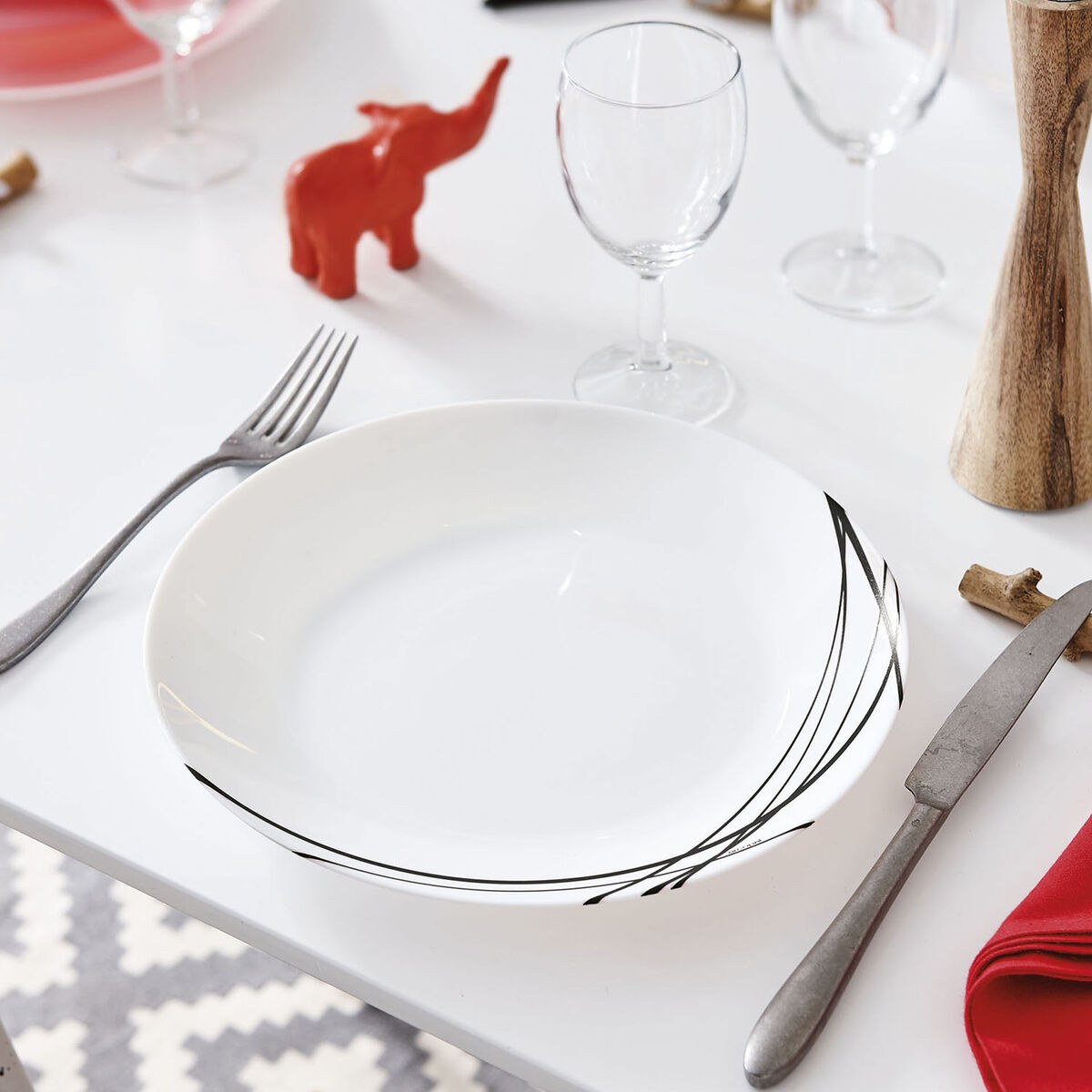 Flat Plate Domitille Negro Bicoloured Glass 25 cm (12 Units)
