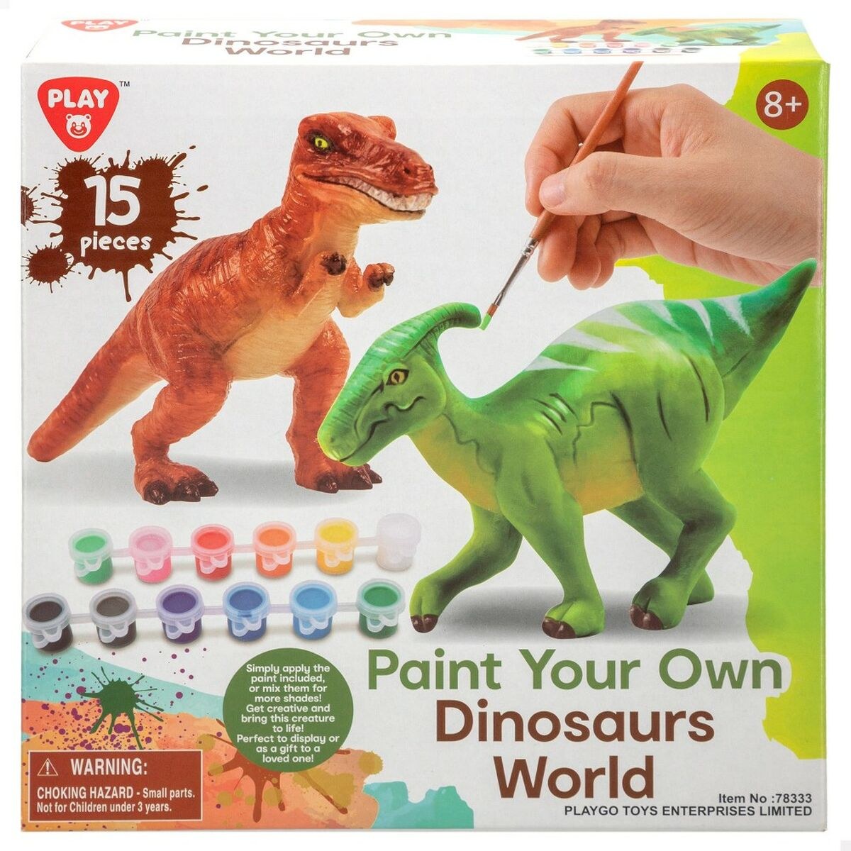 Set of 2 Dinosaurs 15 Pieces 6 Units 14,5 x 9,5 x 5 cm Dinosaurs For painting