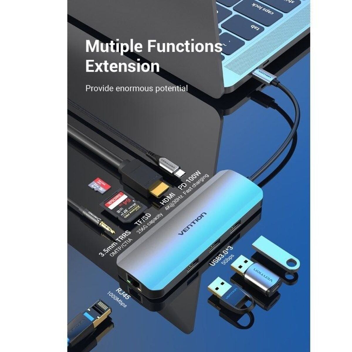 USB-C-разветвитель TOLHB Серебристый 100 W