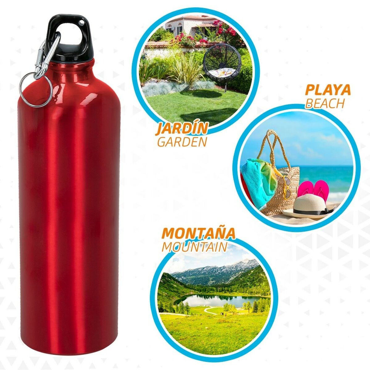 Бутылка с водой 750 ml Карабин Алюминий 7 x 25 x 7 cm (24 штук)