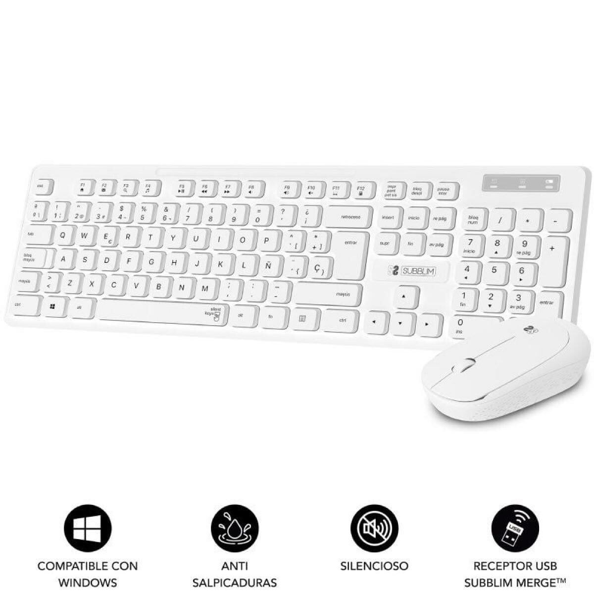 Keyboard and Wireless Mouse SUBKBC-CSSW11 White Spanish Qwerty