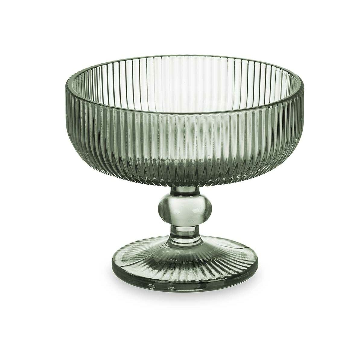 Ice Cream and Milk Shake Glass Green Glass 310 ml Stripes (6 Units)