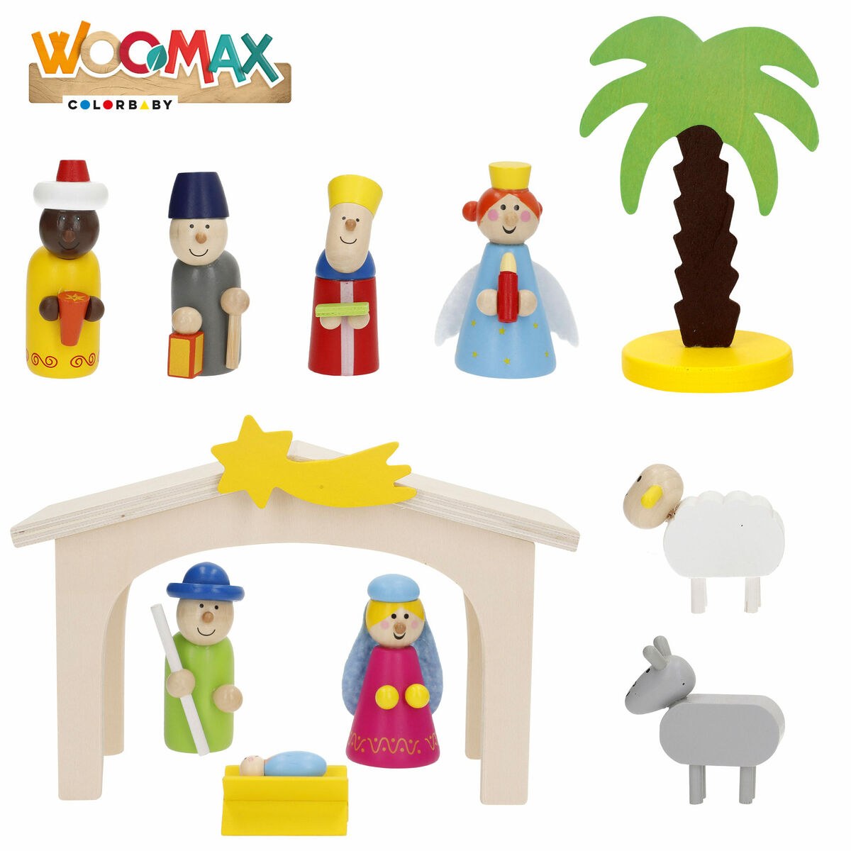 Christmas nativity set Wood plywood 23 x 16 x 11 cm (4 Units)