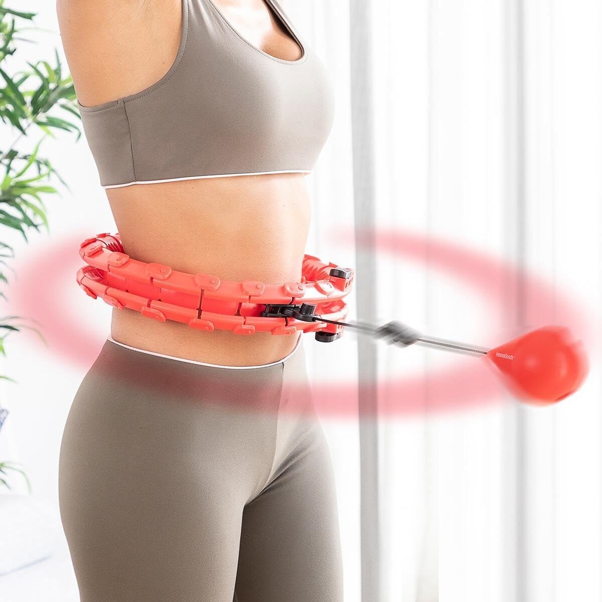 Хулахуп с регулируемой длиной окружности и утяжелителем FITTEHOOP Красный (Пересмотрено B)