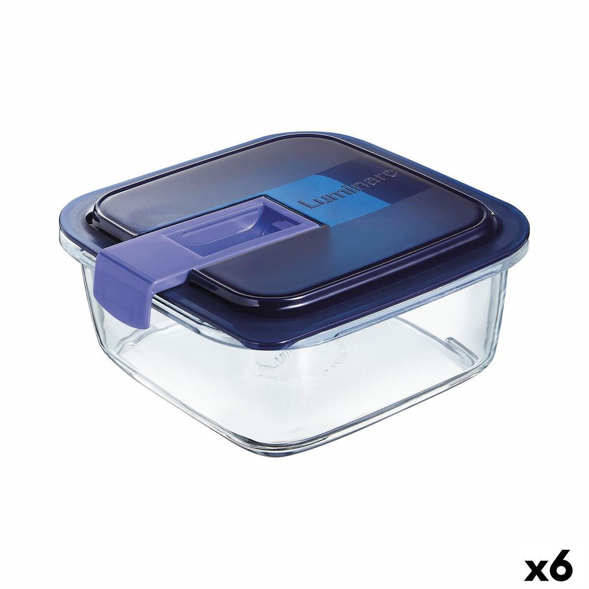 Hermetic Lunch Box Easy Box Blue Glass (6 Units) (1,22 L)