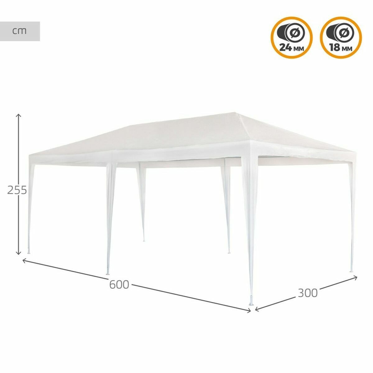 Беседка Белый 300 x 600 cm Металл Пластик