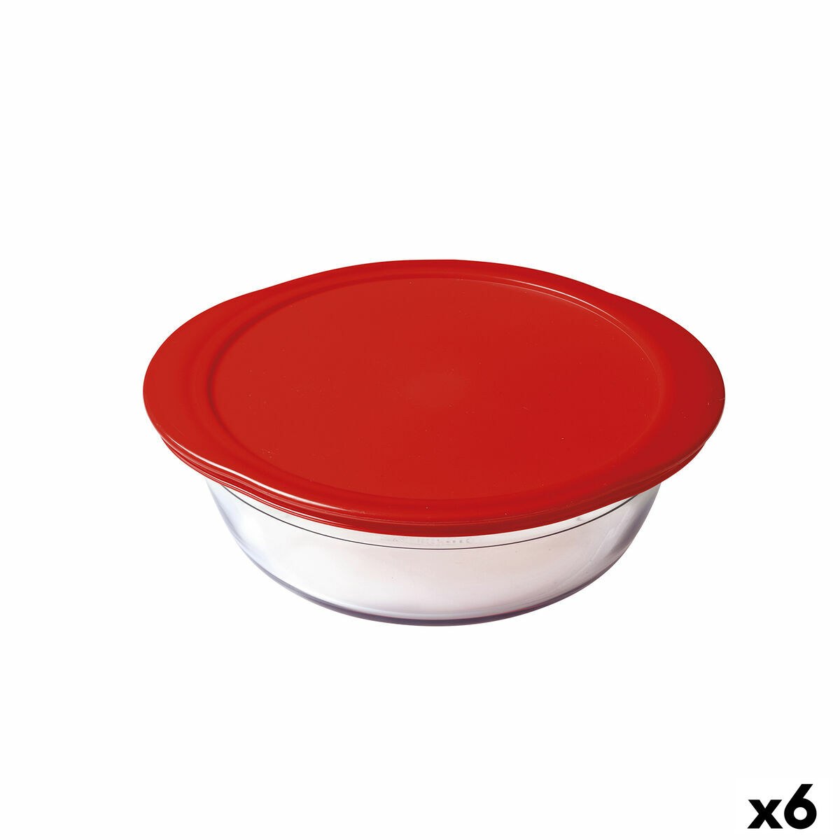 Круглая коробочка для завтраков с крышкой Cook&store Ocu Красный 2,3 L 27 x 24 x 8 cm Cтекло Силикон (6 штук)