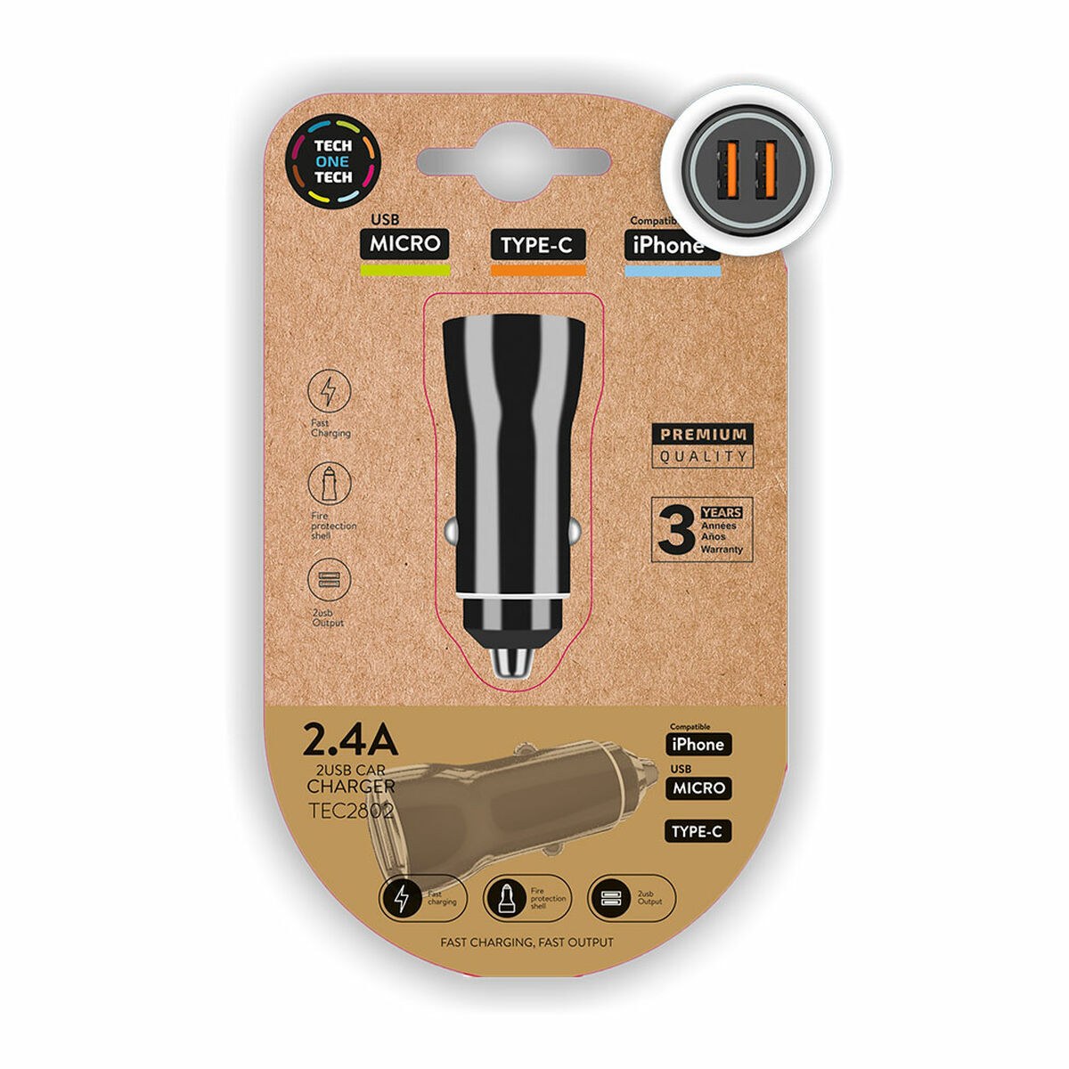 Car Charger TEC2802 Double USB-C