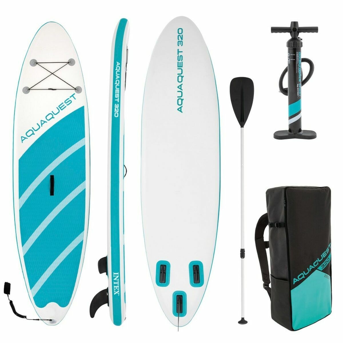 Inflatable Paddle Surf Board with Accessories Aqua Quest Blue White