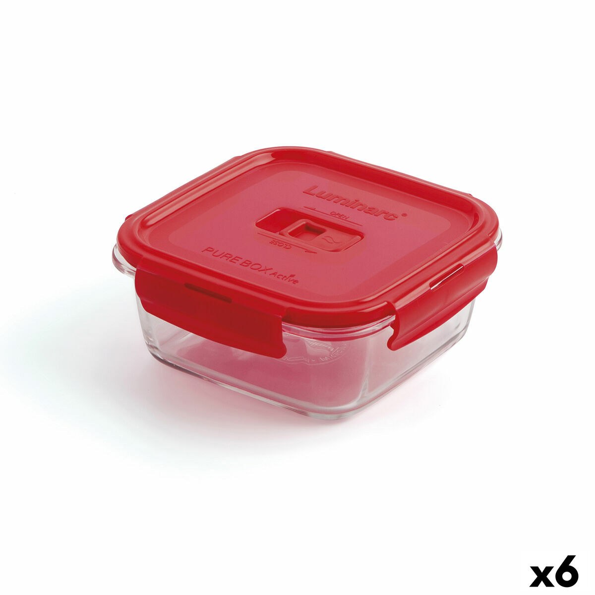 Герметичная коробочка для завтрака Pure Box 760 ml Красный Cтекло (6 штук)