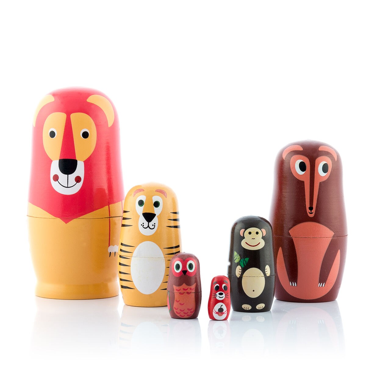 Matryoshka Wooden Animal Figures Funimals 11 Pieces