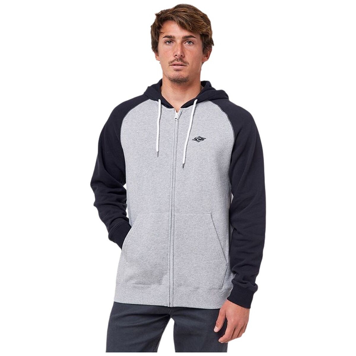 Толстовка с капюшоном мужская Embroid Hooded Zip Thru Светло-серый