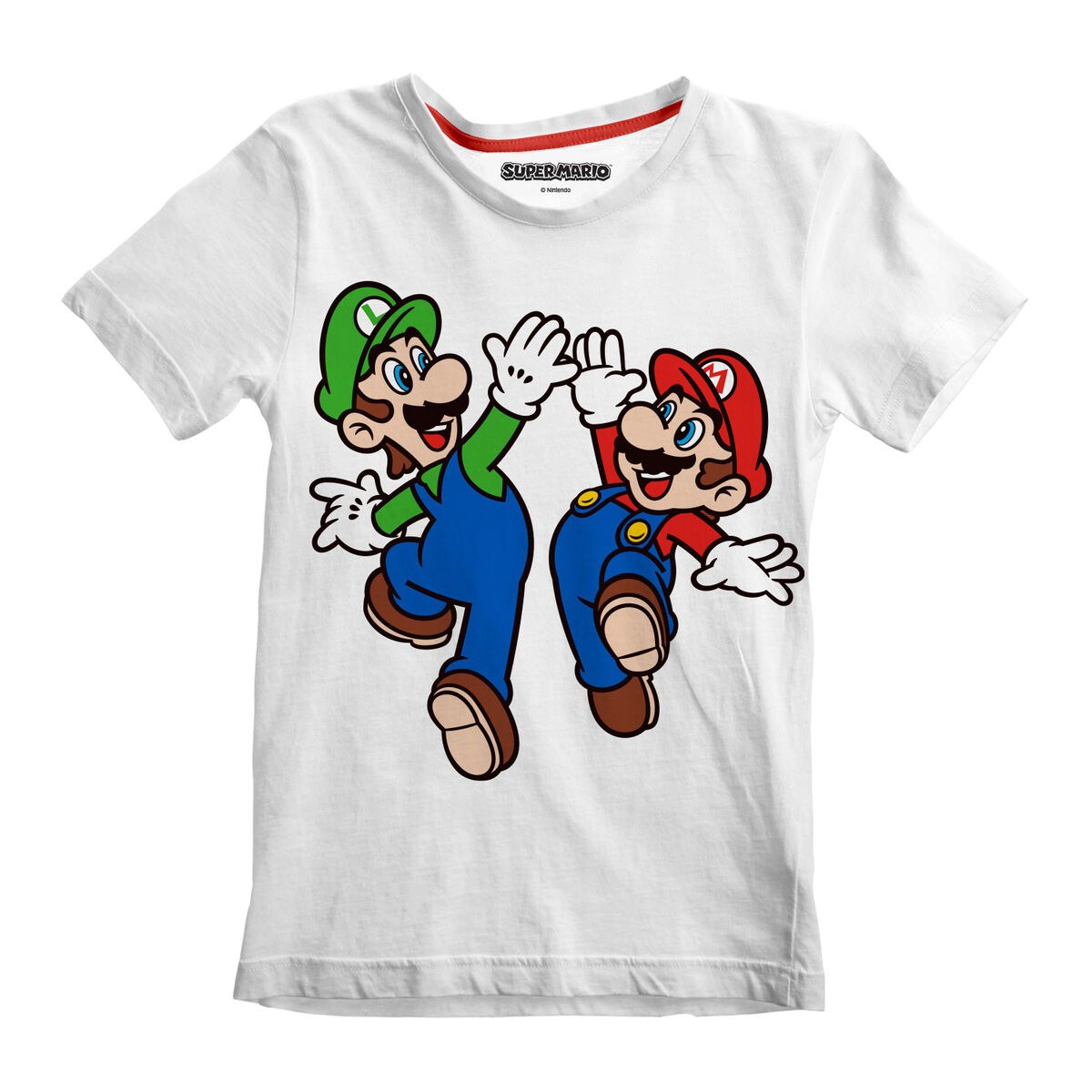 Child's Short Sleeve T-Shirt Mario and Luigi White