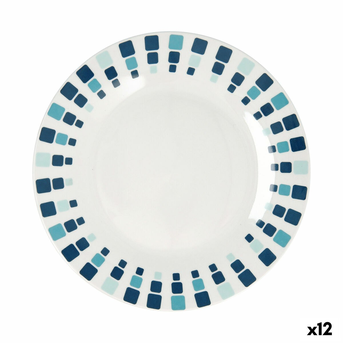 Flat Plate Simetric Blue Ceramic 23 cm (12 Units)