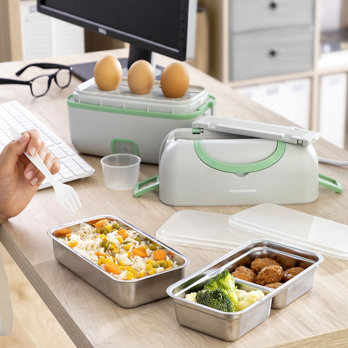 3-in-1 Electric Steamer Lunch Box with Recipes Beneam