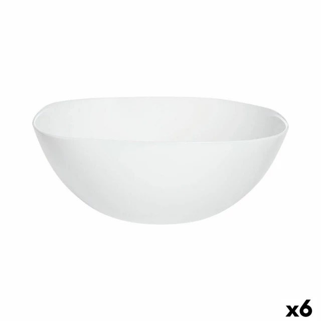 Salad Bowl Carine Blanco White Glass Ø 27 cm (6 Units)