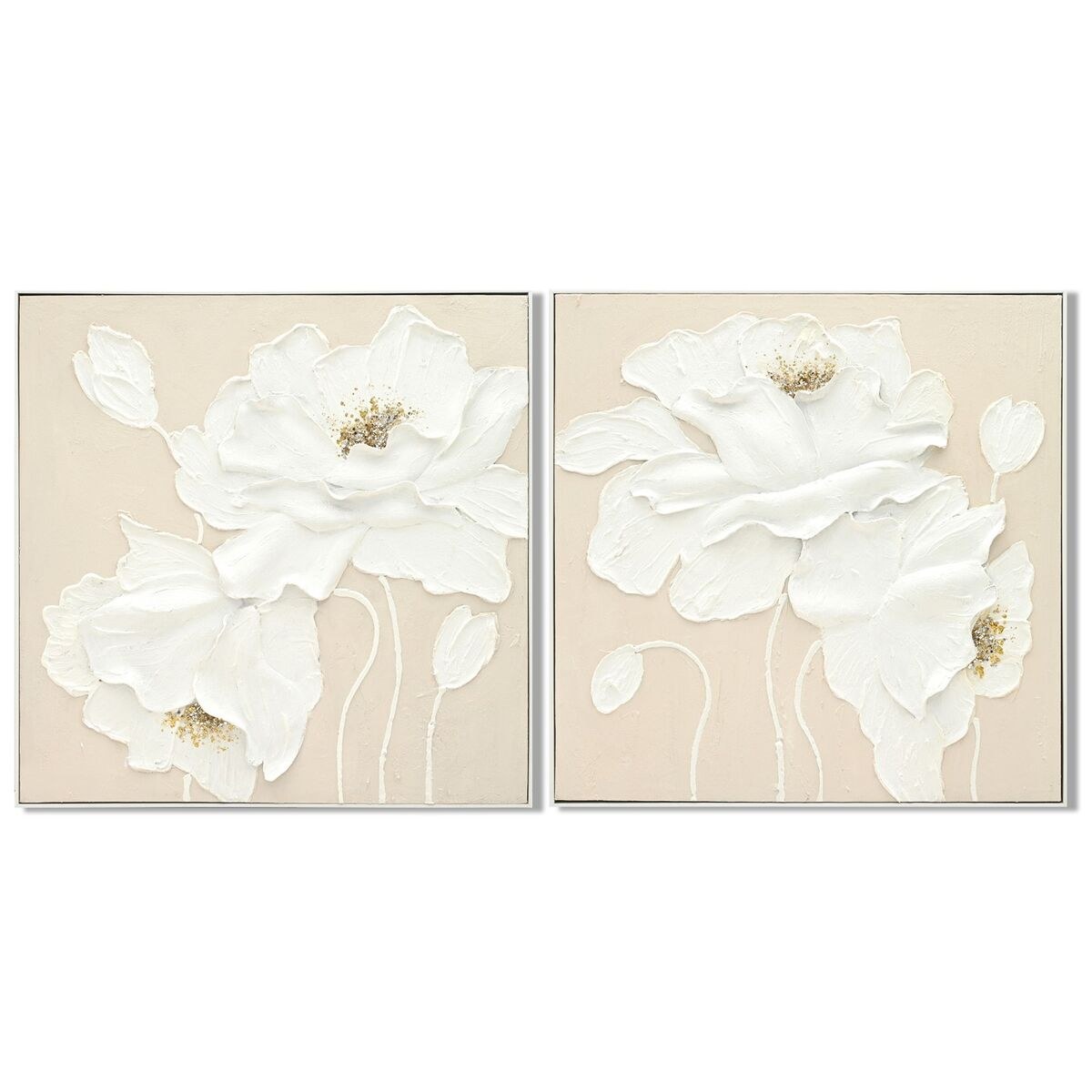 Полотно Белый Бежевый Цветок Shabby Chic 82 x 5 x 82 cm (2 штук)