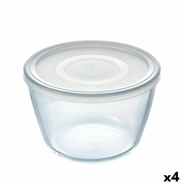 Круглая коробочка для завтраков с крышкой Cook & Freeze 1,6 L 17 x 17 x 12 cm Прозрачный Силикон Cтекло (4 штук)