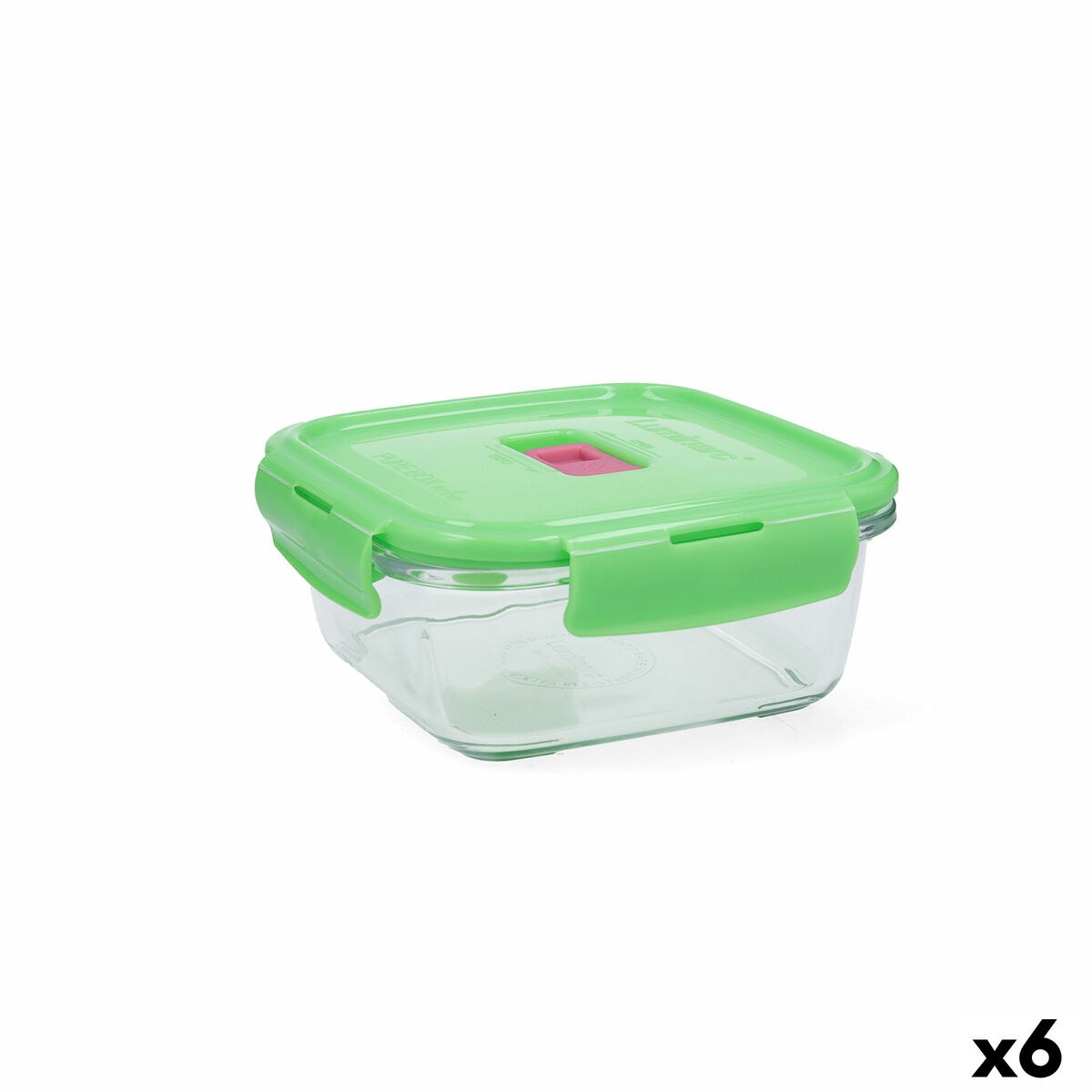 Герметичная коробочка для завтрака Pure Box Holy Зеленый Cтекло Квадратный 760 ml (6 штук)