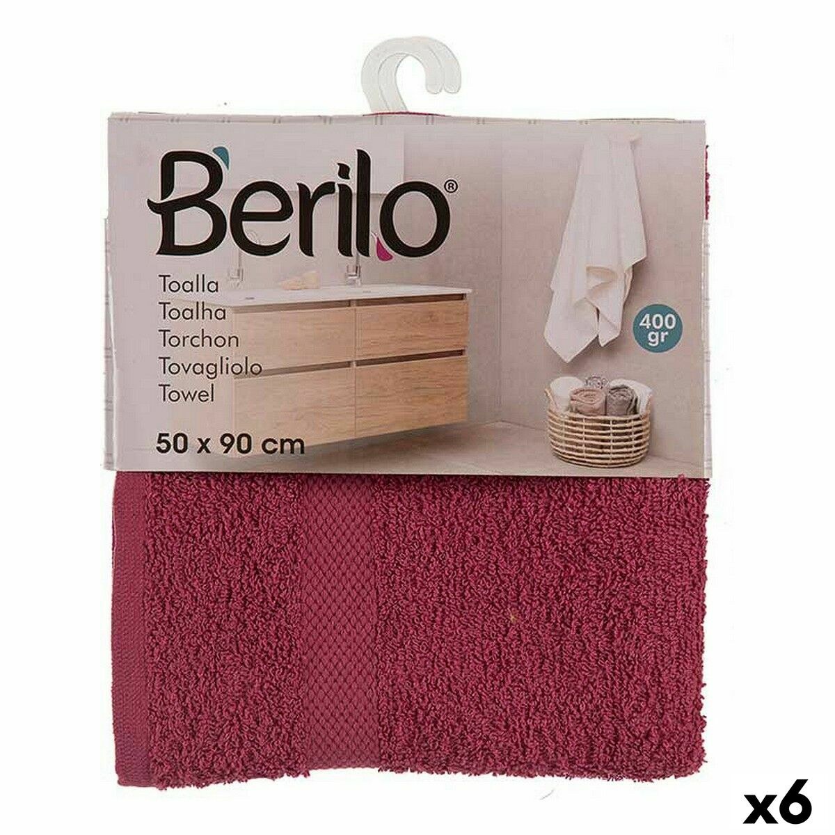 Банное полотенце Тёмно Бордовый 80 % хлопок 20 % полиэстер 50 x 0,5 x 90 cm 25 x 3 x 22 cm (6 штук)