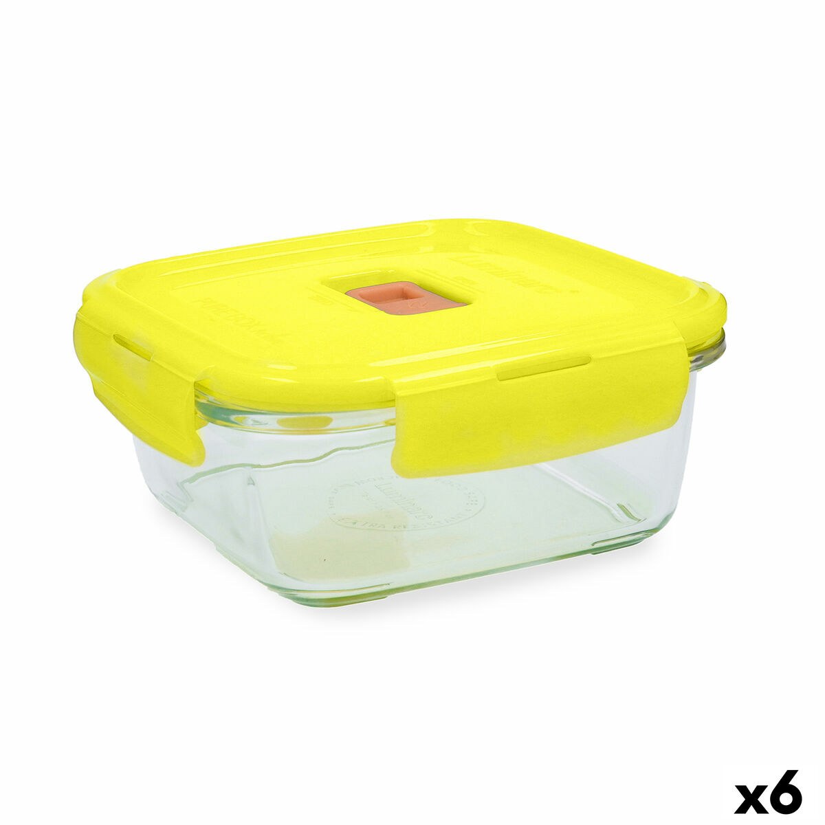 Hermetic Lunch Box Pure Box Holy Yellow Glass Squared 1,22 L (6 Units)