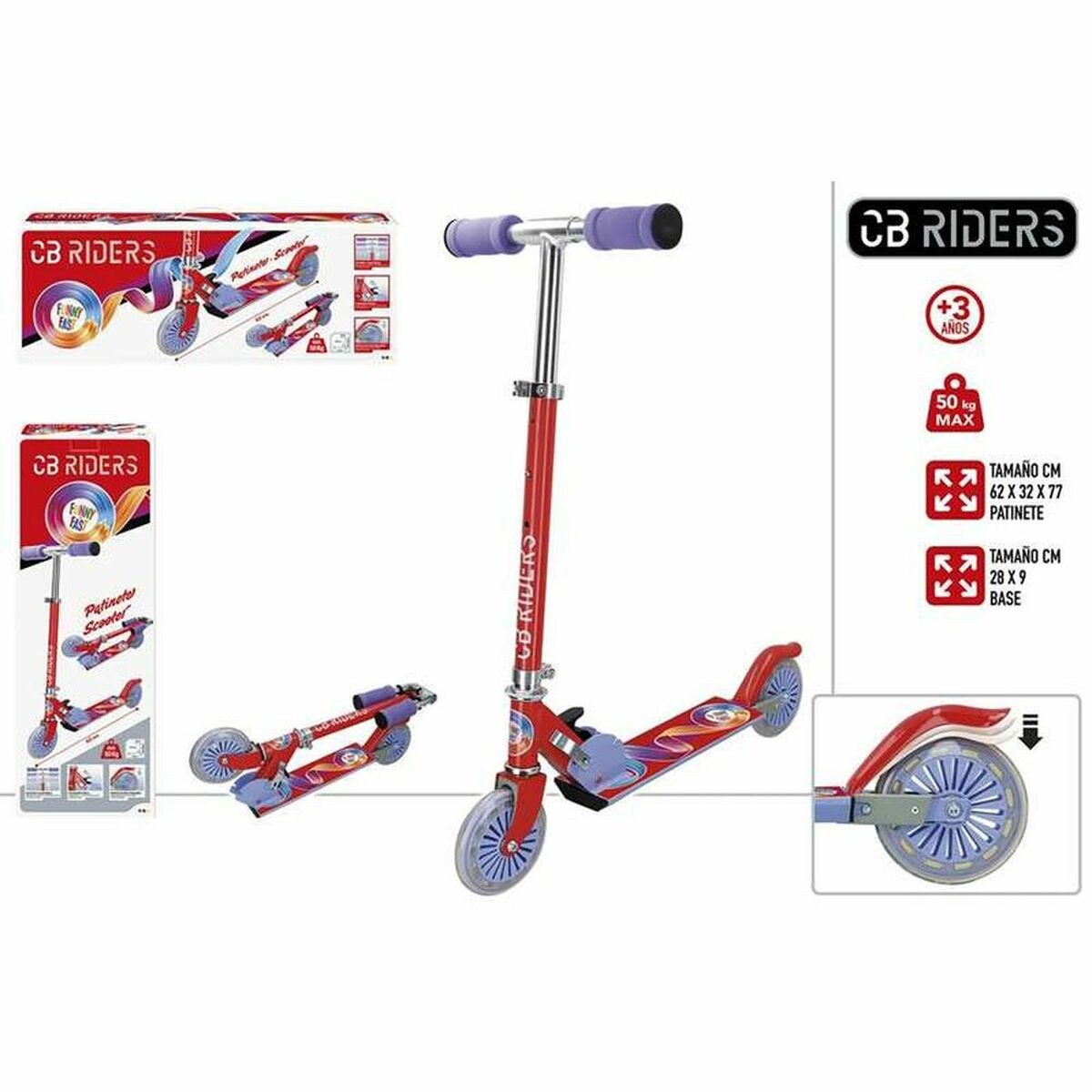 Scooter Red Aluminium Short handle (77 cm)
