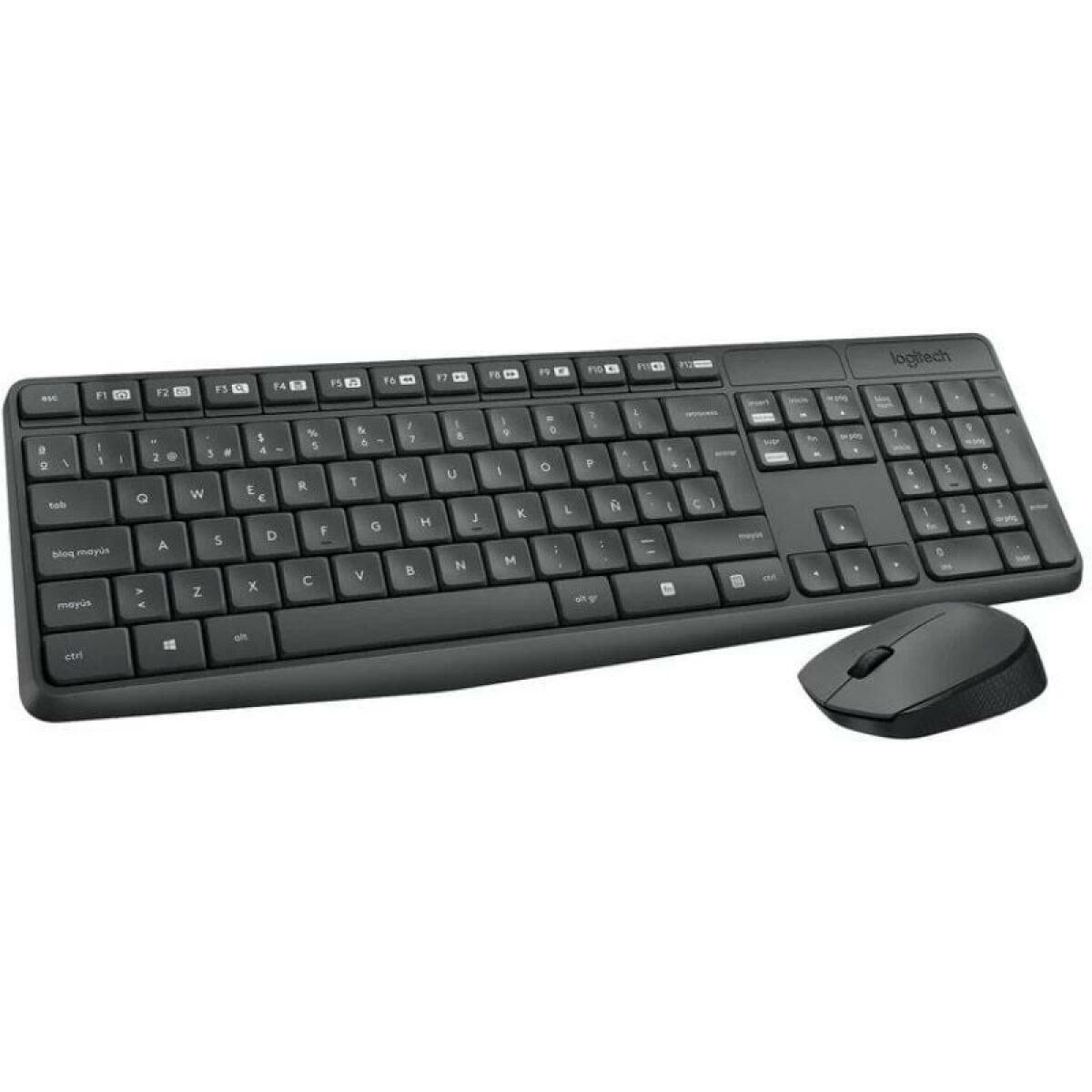 Keyboard and Wireless Mouse 920-007919 Black Grey Spanish Qwerty