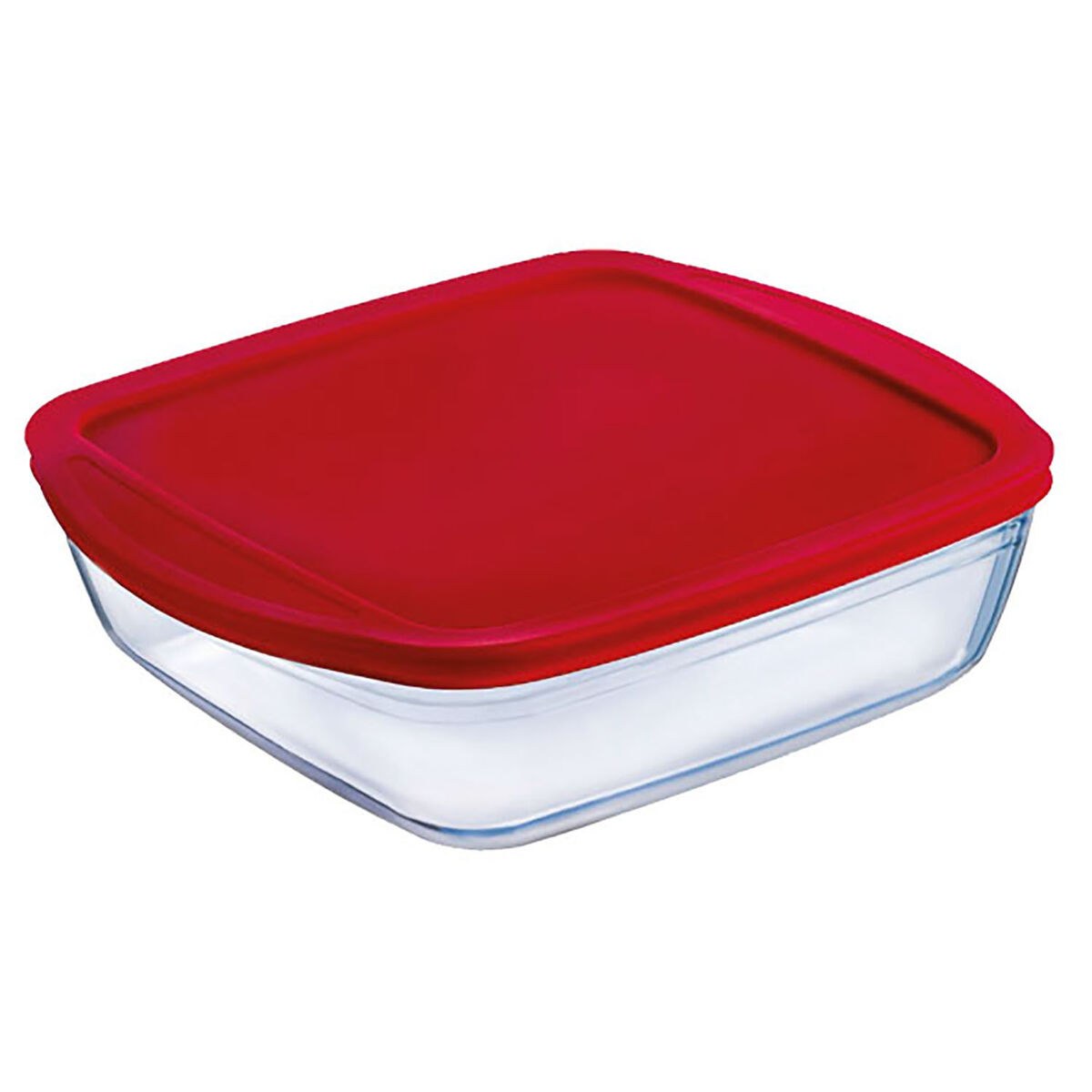 Квадратная коробочка для завтраков с крышкой Cook&store Ocu Красный 2,2 L 25 x 22 x 5 cm Cтекло Силикон (5 штук)