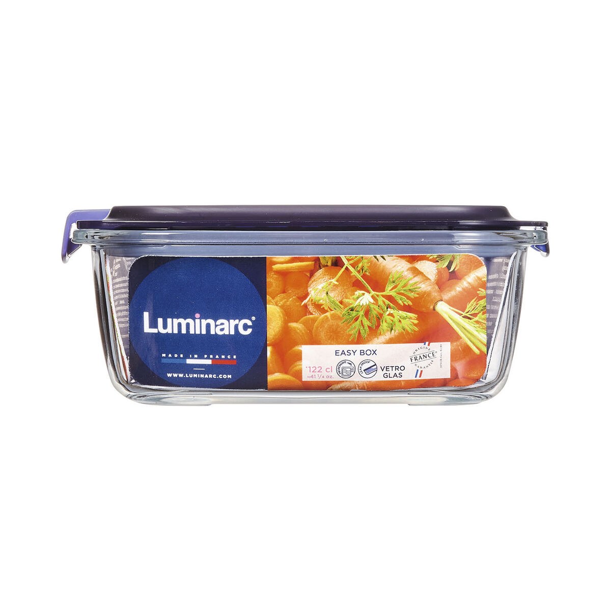 Hermetic Lunch Box Easy Box Blue Glass (6 Units) (1,22 L)